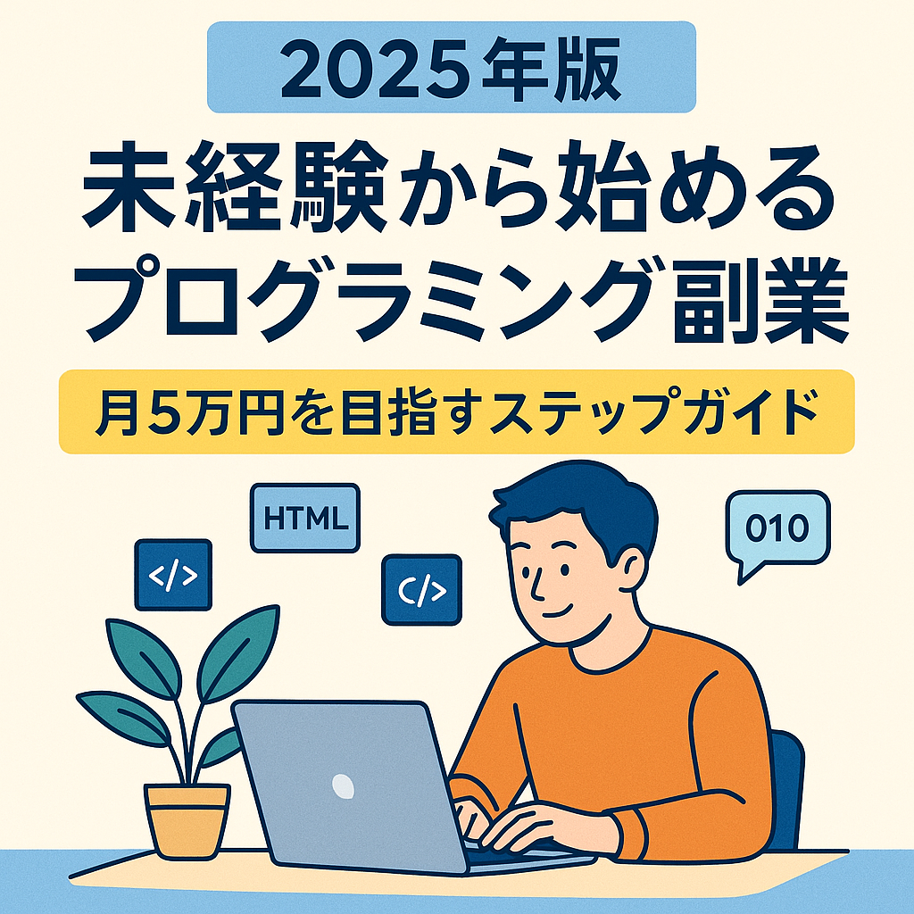 未経験者が副業でプログラミングを始め、月5万円を目指すための入門ガイド。初心者でも安心して取り組める手順や学習法、案件の探し方を紹介。